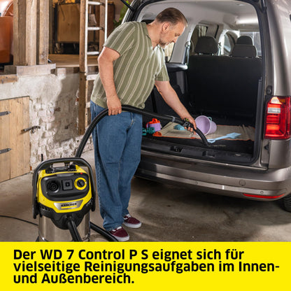 Nass Trockensauger WD 7 Control P S 30 l 1400 W FILTelligence Blasfunktion Fernbedienung Steckdose Edelstahl