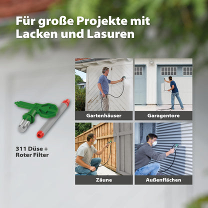Airless Sprühsystem Control Pro 350 R Wandfarbe Latex Lack Lasur 15m² in 2min 110bar Druckregler Schlauch 15m