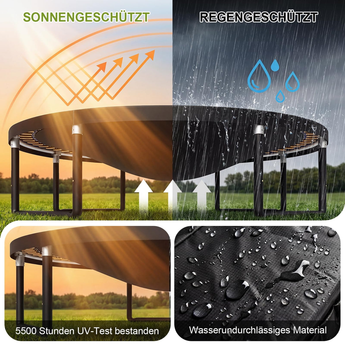 Kindertrampolin Gartentrampolin Ø 228/305/366/427/488 cm GS Zertifikat Sicherheitsnetz rund Leiter Schuhbeutel