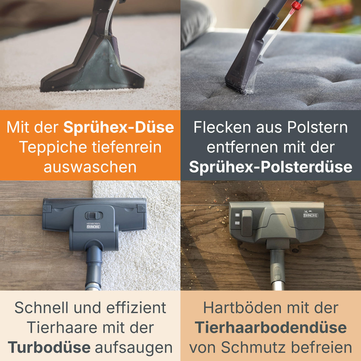 Aqua+ PET & Family Tierhaarsauger beutellos, Nass und Trockensauger, Wischfunktion Teppich, Sofa & Matratze