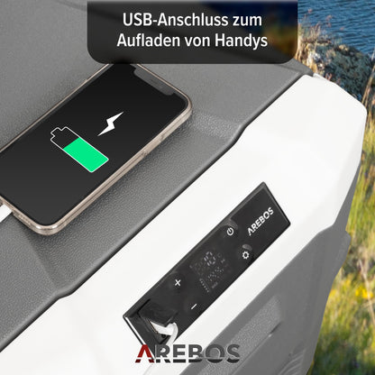 Kompressor Kühlbox 35 Liter App Smart Steuerung USB bis -20°C 12V 24V 230V Auto LKW Camping Boot Wohnmobil
