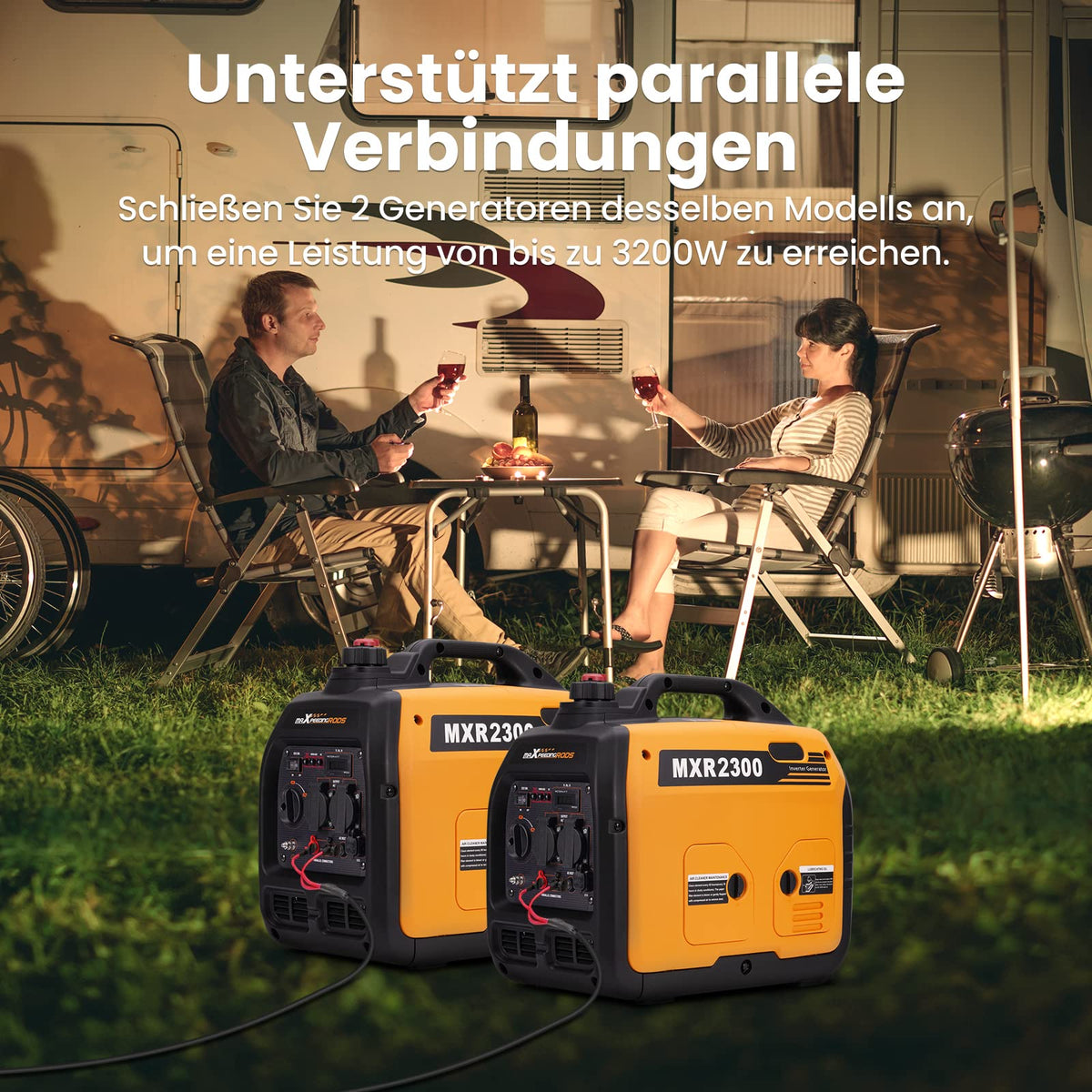 2300W Inverter Stromerzeuger Benzin leise 4 Takt tragbar 18,5kg für Camping Wohnmobil USB 230V Steckdosen