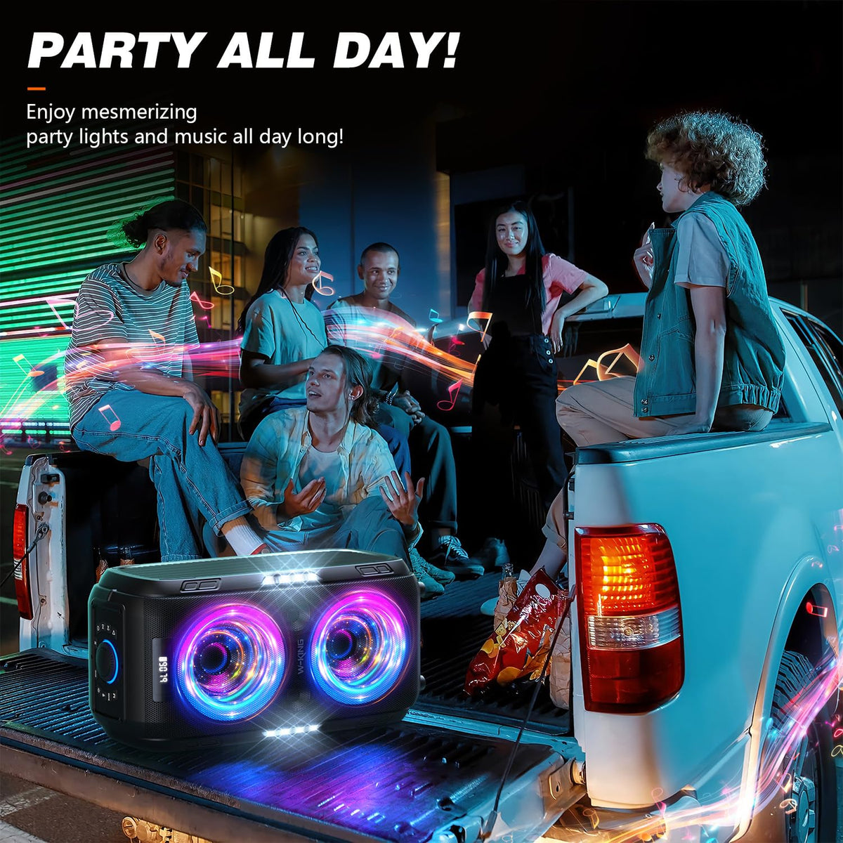 270W Peak Bluetooth Partybox Lautsprecher 125dB 12 Bässe 2x16,5cm Woofer Super Bass Mic Gitarre USB AUX Akku
