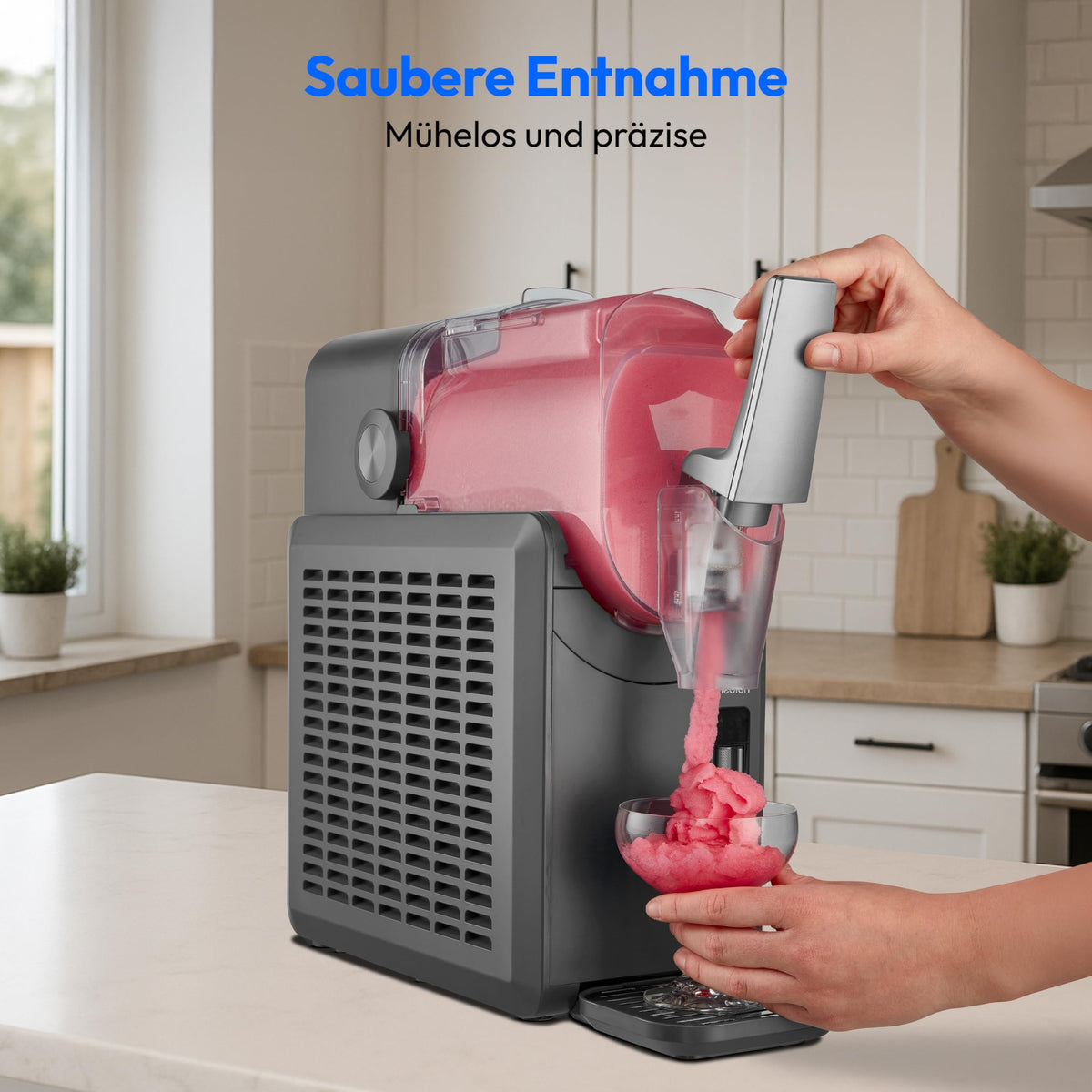 Slush Maschine mit Kompressor 2,6L Slush Eis 1,9L Fassung 5 Modi 30 bis 60 Min Slush Ice Maker MD12090