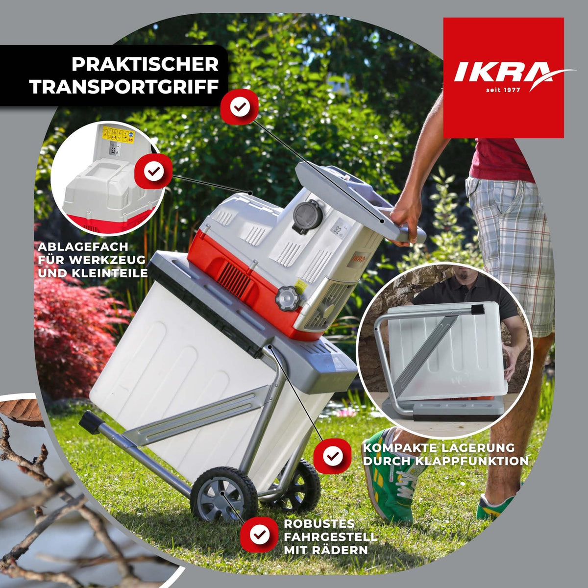 Walzenhäcksler ILH 3000A Aststärke bis 44mm 3000W leise robust wartungsarm automatischer Einzug Rückwärtslauf