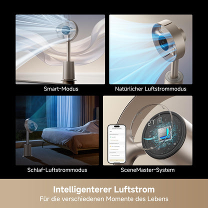 MF10 Rotorloser Ventilator 270° Luftzirkulation 16x AirBoost temperaturadaptiver Luftstrom App Sprachsteuerung