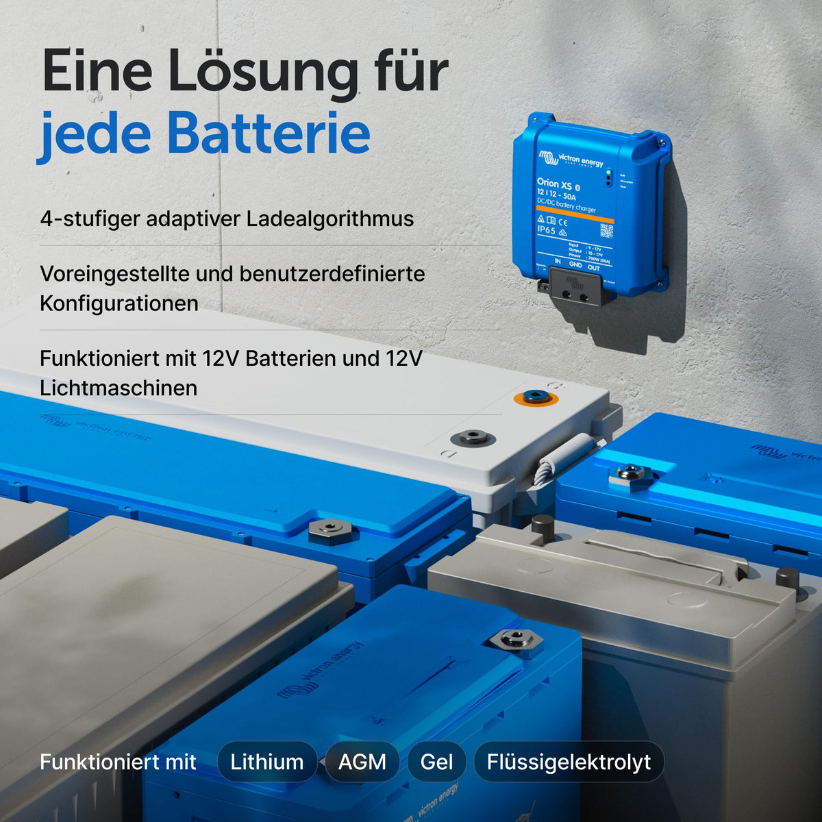 Orion XS Smart DC to DC Ladegerät 12V/12V 50A 700W mit erweitertem Batterieschutz für 12V Batterien