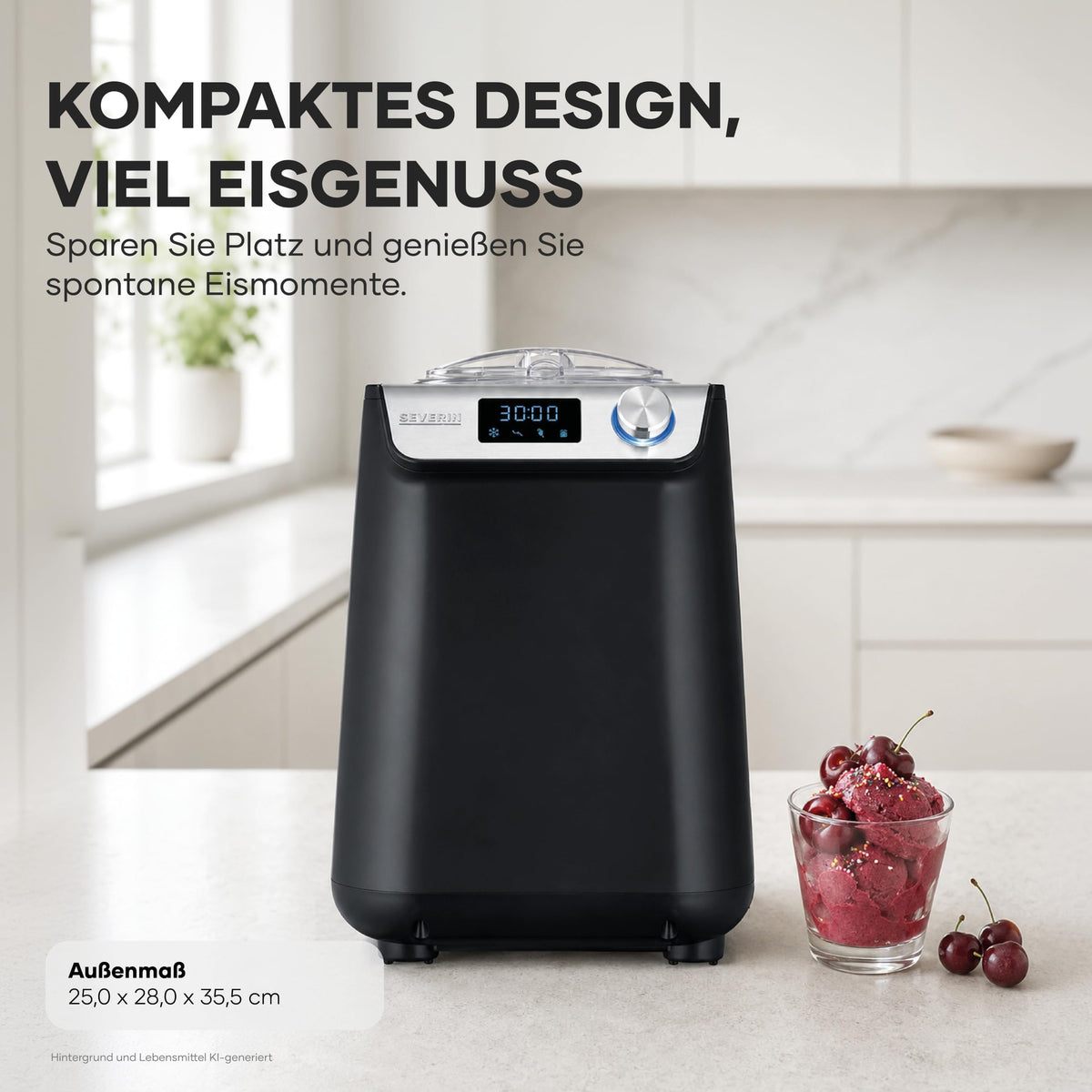 Kompakte Eismaschine und Joghurtbereiter mit Kompressor 2 in 1 platzsparend im Slim Design EZ 7407