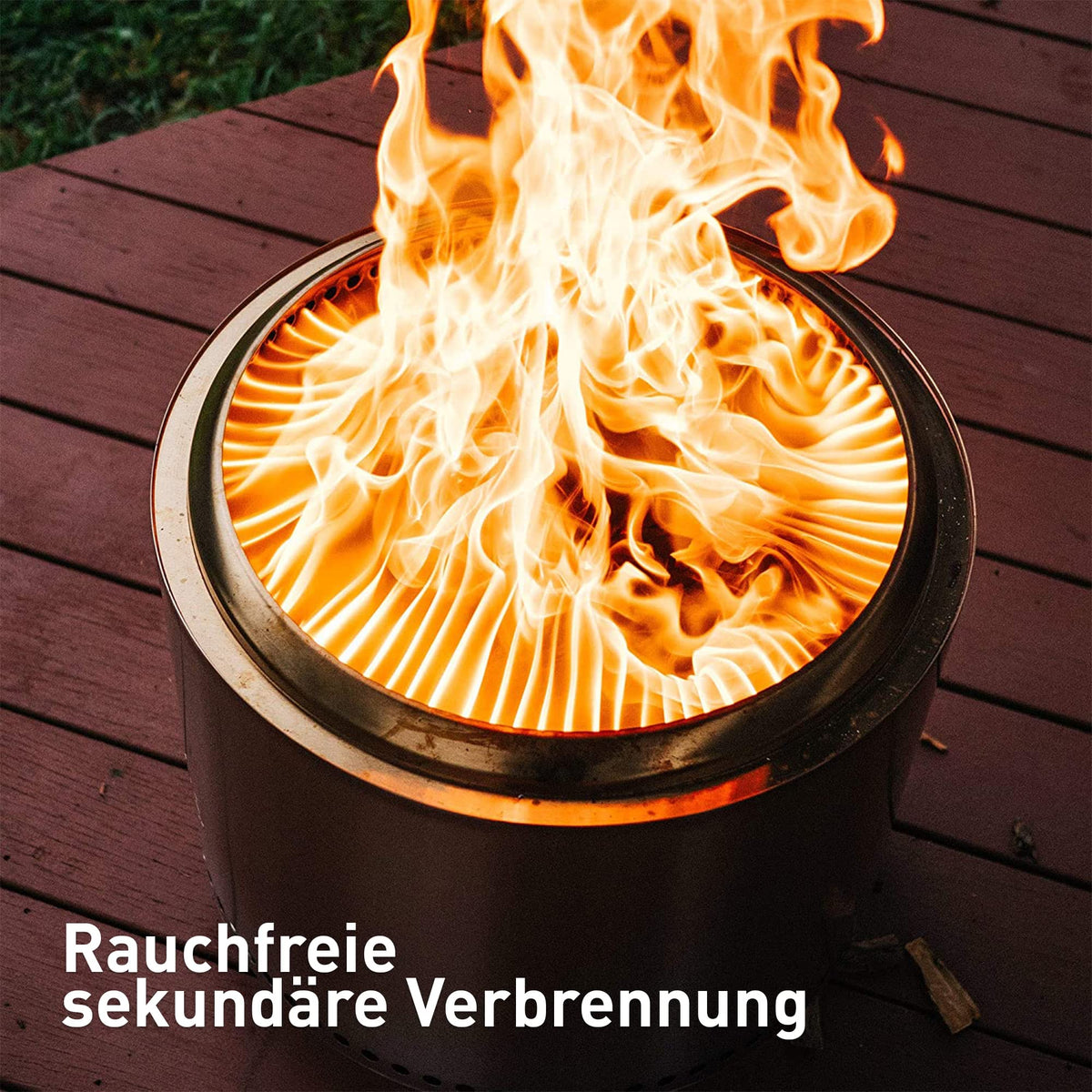 Feuerschale Bonfire 2.0 mit Standfuß,raucharm,herausnehmbare Auffangschale,Edelstahl,49,5x44,5cm,11,4kg,Grau