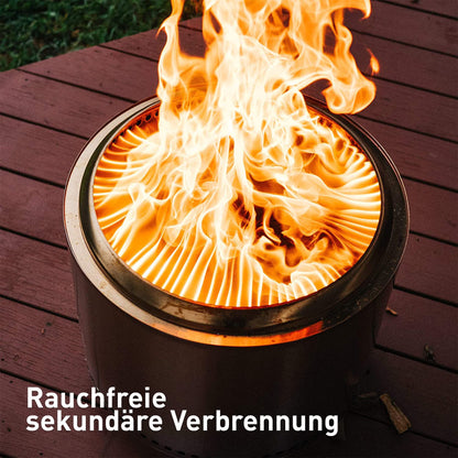 Feuerschale Bonfire 2.0 mit Standfuß,raucharm,herausnehmbare Auffangschale,Edelstahl,49,5x44,5cm,11,4kg,Grau