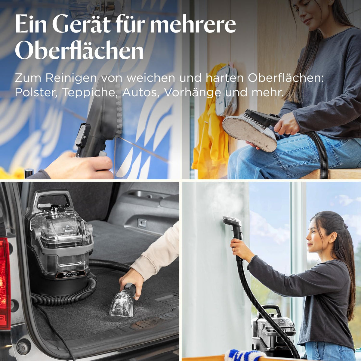 SpotClean HydroSteam Teppichreiniger und Dampfreiniger 1000W 3689N Nasssauger für Teppiche Polster Auto