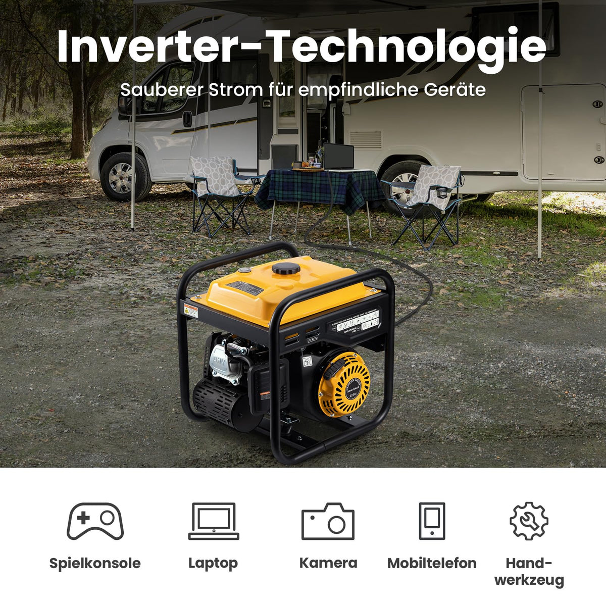 3500W Inverter Generator Benzin 230V 4 Takt 223cc tragbar Notstromaggregat für Garage Werkstatt Baustelle