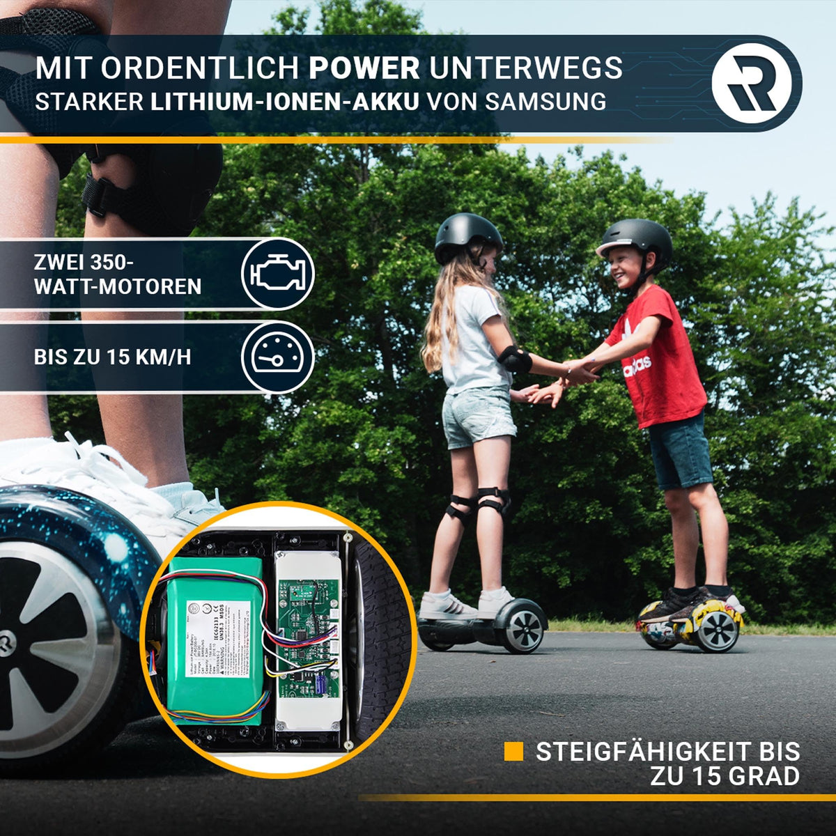 Hoverboard W1 für Kinder Jugendliche & Erwachsene APP Steuerung 2 x 350 Watt Self Balance Funktion Bluetooth