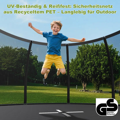 Kindertrampolin Gartentrampolin Ø 228/305/366/427/488 cm GS Zertifikat Sicherheitsnetz rund Leiter Schuhbeutel