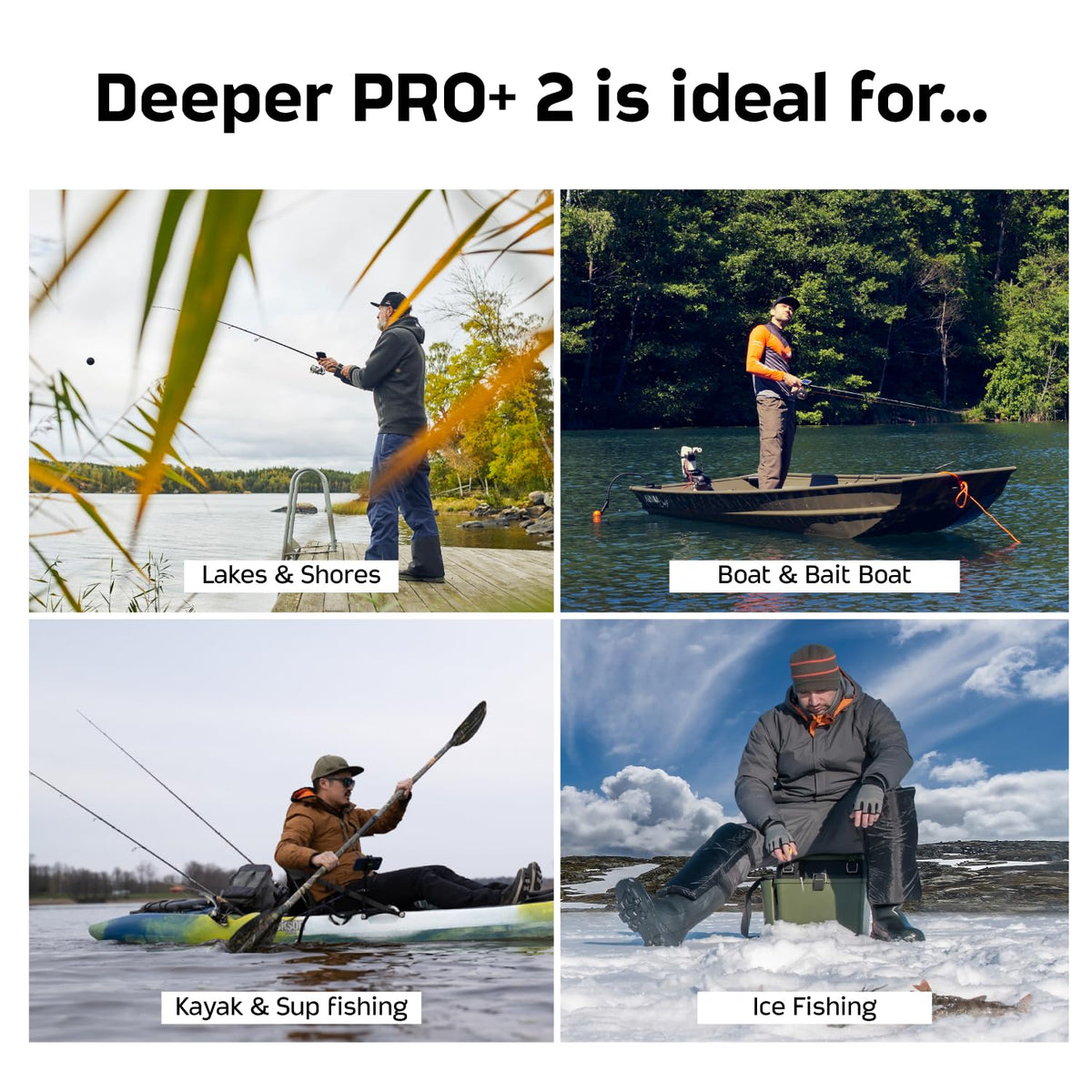 Smart Sonar Pro+ 2 Fischfinder Echolot mit Tiefenmesser, GPS-Sender für Kajak, Boot oder Eisangeln, inkl. App