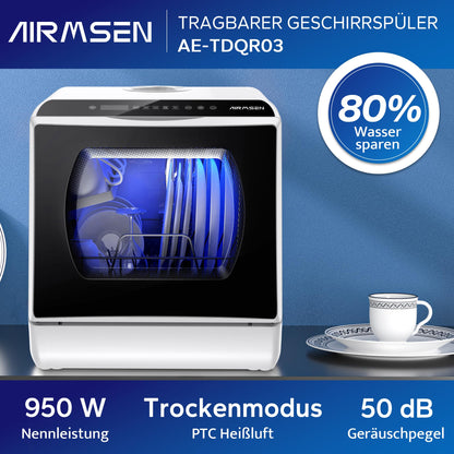 Mini Tischgeschirrspüler, 5+1 Programme, 5L Wassertank, Touch Control LED Display, Energieklasse D
