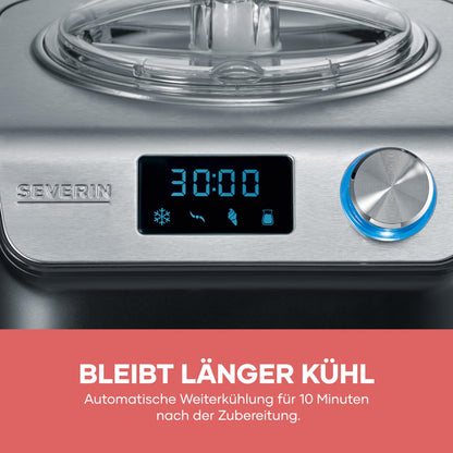 Kompakte Eismaschine und Joghurtbereiter mit Kompressor 2 in 1 platzsparend im Slim Design EZ 7407