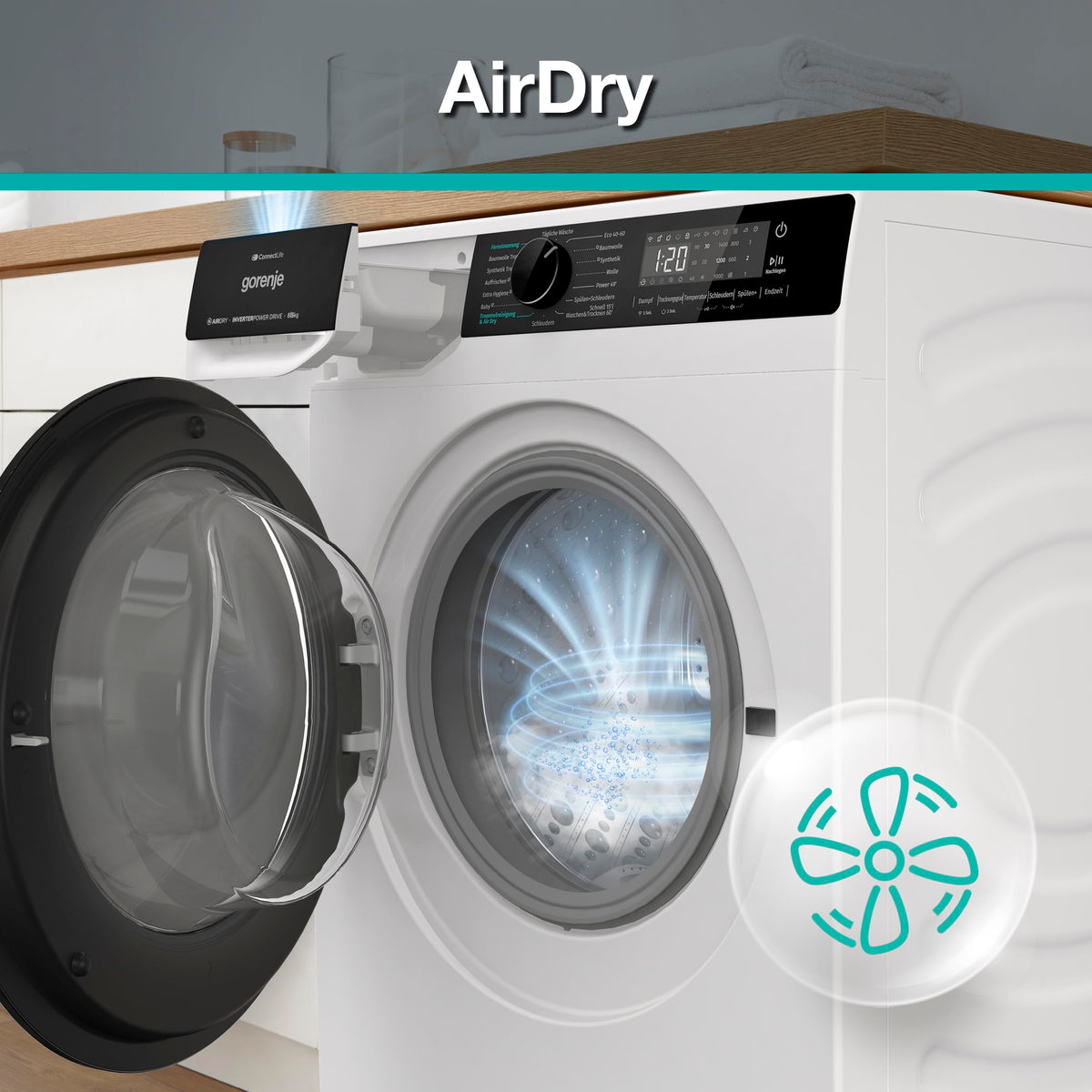 WD2PA854ADW Waschtrockner Connect Life 16 Prog 8kg Waschen 5kg Trocknen 54L 1400 rpm AirDry Energieklasse D