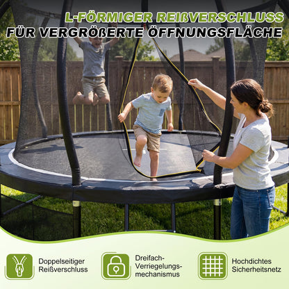 Kindertrampolin Gartentrampolin Ø 228/305/366/427/488 cm GS Zertifikat Sicherheitsnetz rund Leiter Schuhbeutel