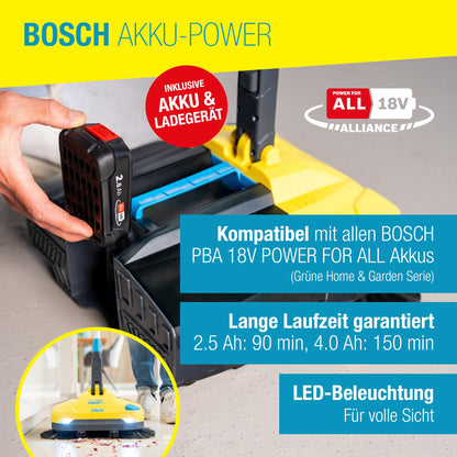 EasySweep 18V Set Akku Kehrmaschine 40cm 4,5L Behälter für Gehweg Terrasse Einfahrt Garage Indoor Outdoor