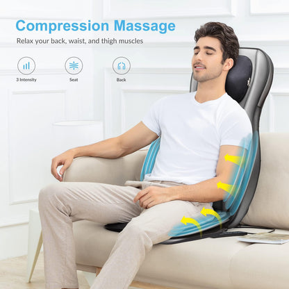 Shiatsu Rücken und Nacken Massageauflage mit Wärme 2D 3D Knetfunktion und Luftkompresse für Damen und Herren