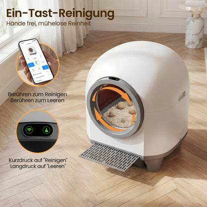 Automatisches Katzenklo 90L für Mehrkatzenfamilien selbstreinigend App Steuerung Mehrfachsicherheit Deo System