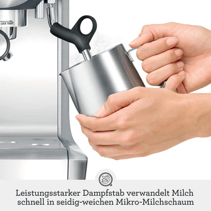 Barista Express Kaffeemaschine mit Mahlwerk und Milchaufschäumer, automatisches Mahlen, Milchschaum, schwarz