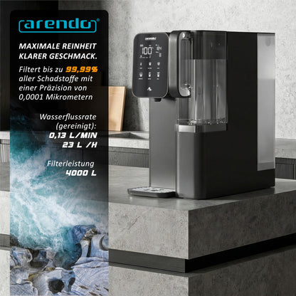 Osmoseanlage 99,99% reines Wasser, 7 Stufen Filter (5+2), montagefrei, Heißwasserspender 40 bis 100 °C, TDS