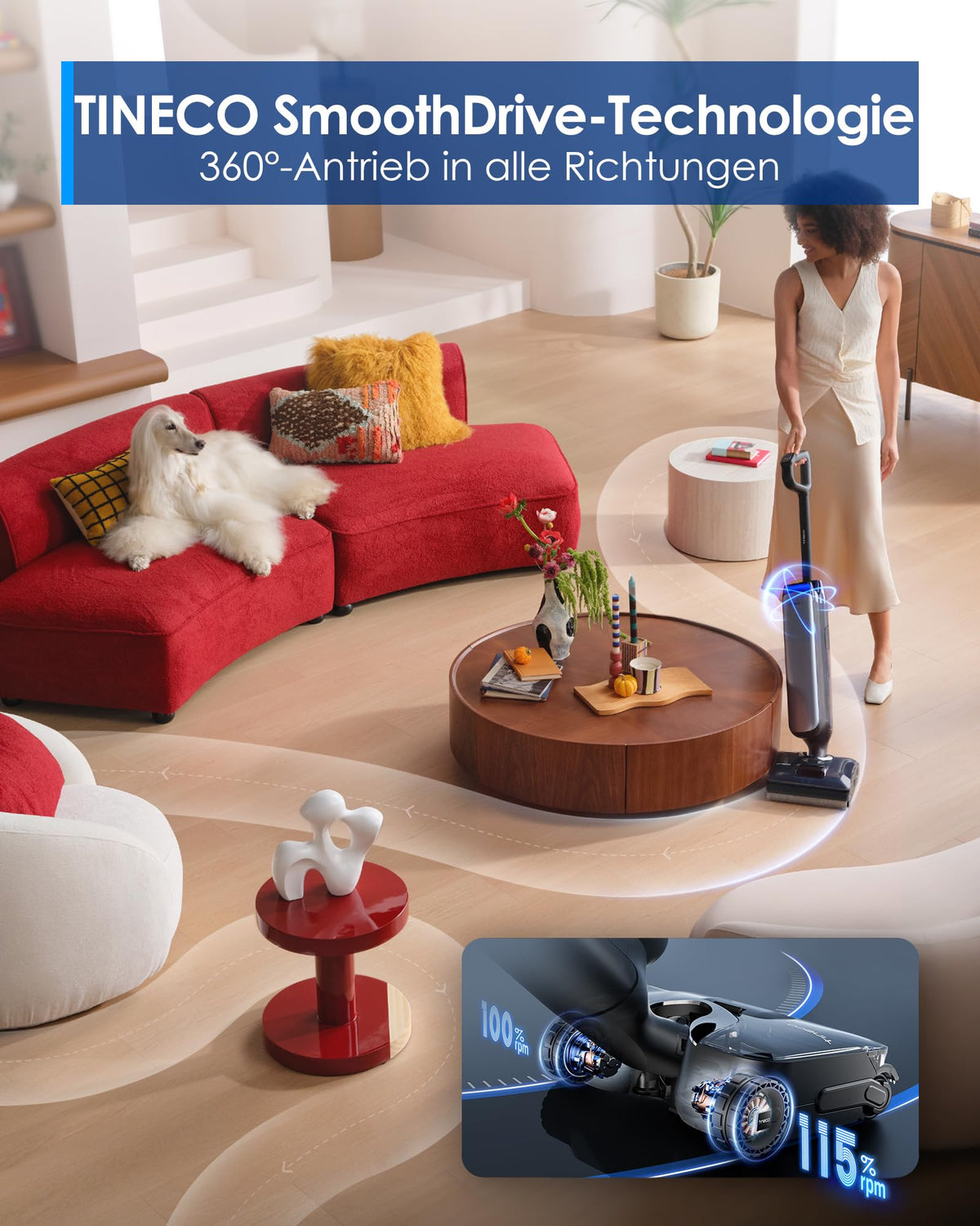 Floor ONE S9 Artist Smart Waschsauger, SmoothDrive, DualBlock, 180° Flachdesign, 85° Flashdry, 50 Min, 22000Pa