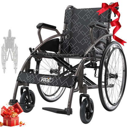 U31 Rollstuhl faltbar leicht mit Selbstantrieb 150kg 60cm Räder 46cm Sitz Doppelbremse 17,5kg outdoor Senioren