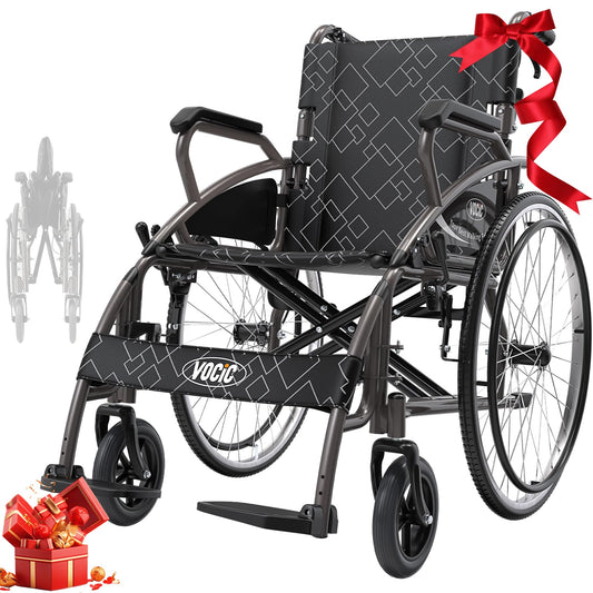 U31 Rollstuhl faltbar leicht mit Selbstantrieb 150kg 60cm Räder 46cm Sitz Doppelbremse 17,5kg outdoor Senioren