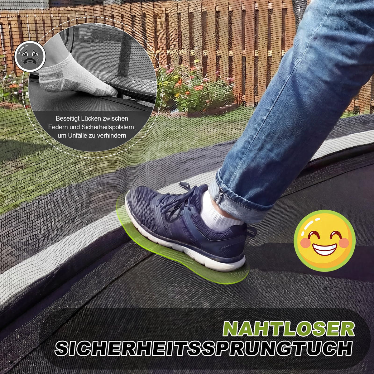Kindertrampolin Gartentrampolin Ø 228/305/366/427/488 cm GS Zertifikat Sicherheitsnetz rund Leiter Schuhbeutel