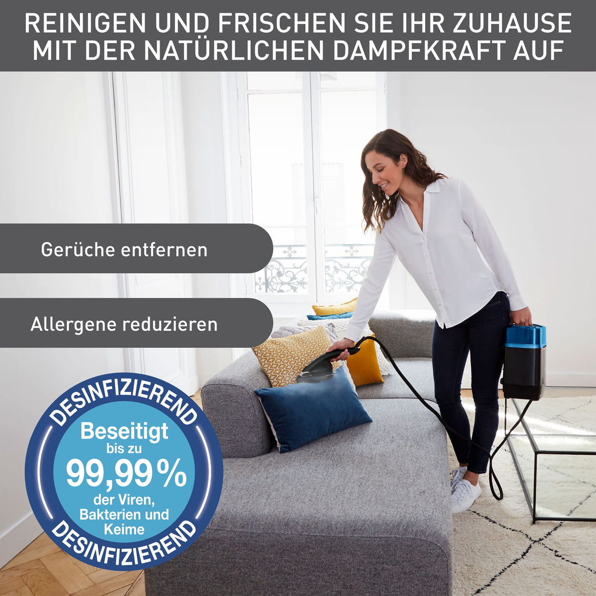 Ixeo Power Hochdruckdampfglätter mit Smartboard, 5,8 bar, 200g/min Dampfstoß, erfrischt & desinfiziert, QT2022
