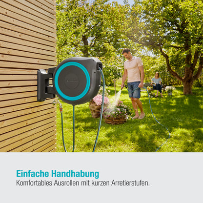 Wandschlauchbox Rollup XL türkis 35 m schwenkbar Bewässerung für Gärten inkl. Schlauch Montagehilfe 1863020