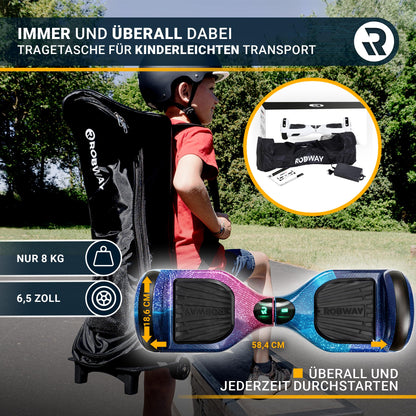 Hoverboard W1 für Kinder Jugendliche & Erwachsene APP Steuerung 2 x 350 Watt Self Balance Funktion Bluetooth