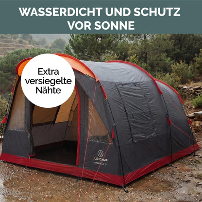 Atlanta 3 5 oder 7 Personen Tunnelzelt mit Stehhöhe Vordach Boden Fliegengitter wasserdicht Camping Festival