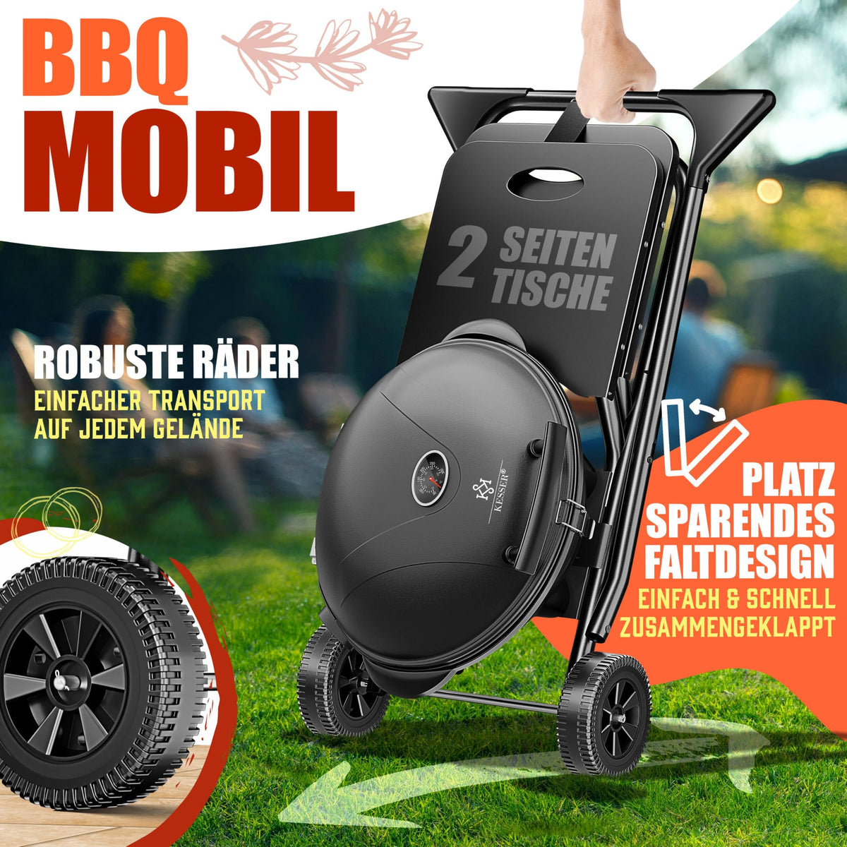 Elektrogrill 2in1 Tischgrill und Standgrill, 2400 W, Thermostat, Antihaftbeschichtung, für innen und außen