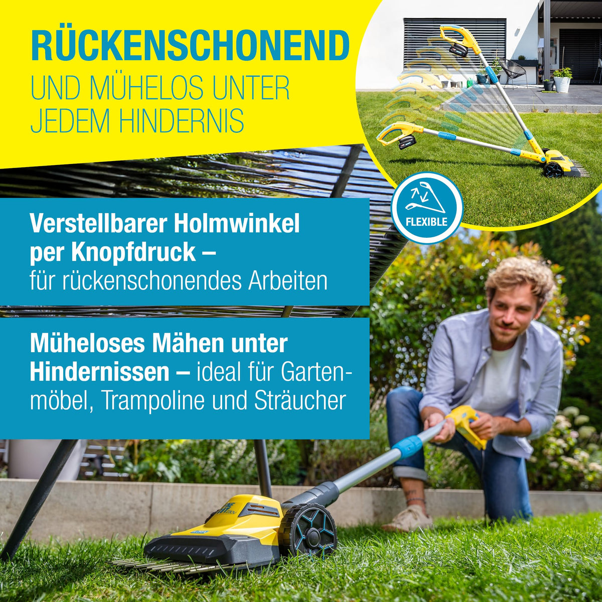 FineCut 18V Set, Rasentrimmer mit Akku, Rasenkantenschneider und Grasschere 25 cm, ideale Mähroboterergänzung