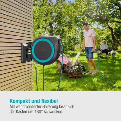 Wandschlauchbox Rollup XL türkis 35 m schwenkbar Bewässerung für Gärten inkl. Schlauch Montagehilfe 1863020