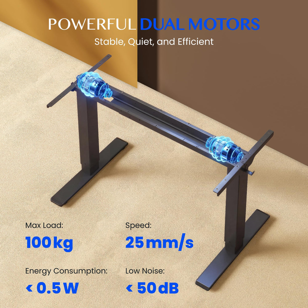 Höhenverstellbares Tischgestell E1 Pro Doppelmotor Kabelmanagement LED Höhenanzeige 4 Speicher Büro Homeoffice