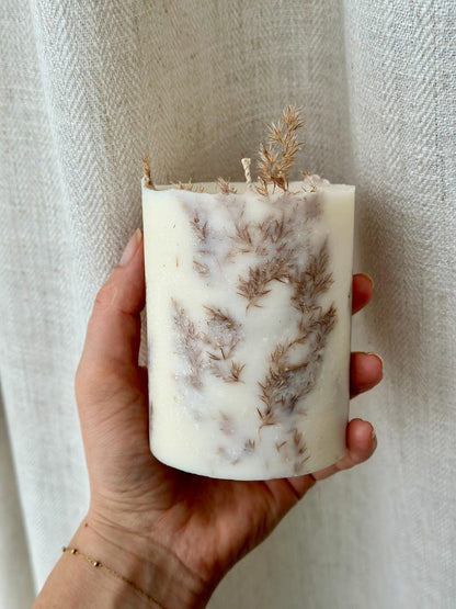 Japandi-Stil Kerze mit getrocknetem Gras | Sojawachs | Minimalistisches Dekor