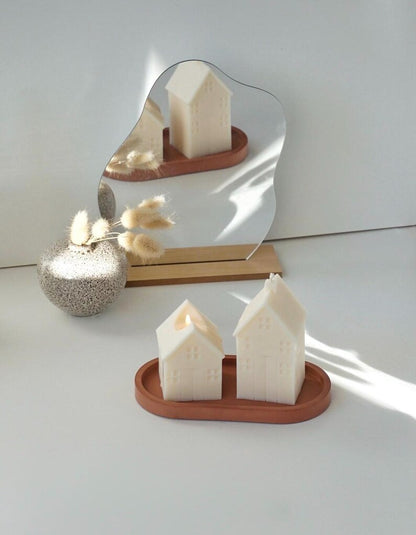 Weißes Haus Stumpenkerze 12x6 cm 8x6 cm Rapswachs