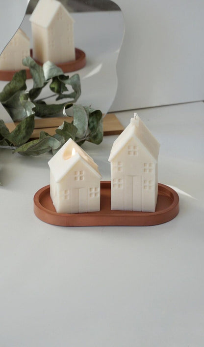 Weißes Haus Stumpenkerze 12x6 cm 8x6 cm Rapswachs