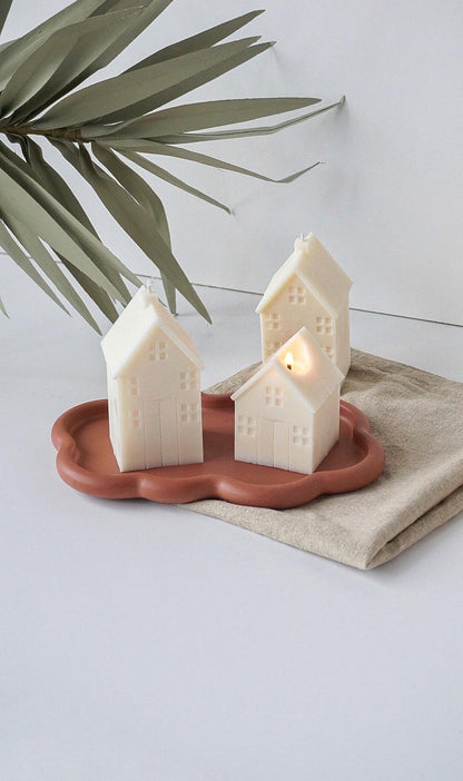 Weißes Haus Stumpenkerze 12x6 cm 8x6 cm Rapswachs