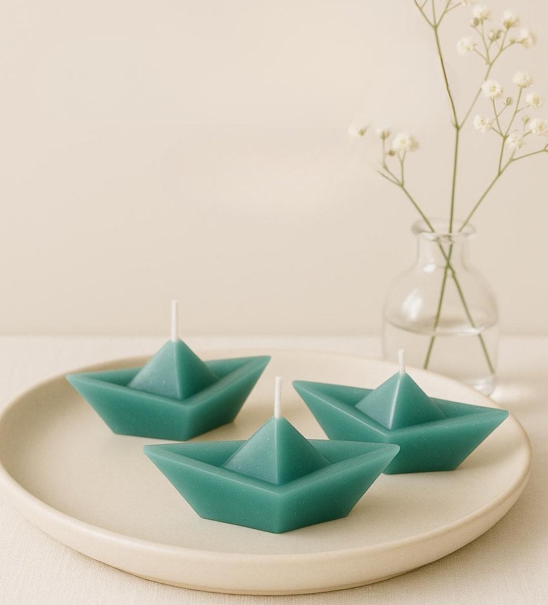 Schiffchen Kerzen Set, 3 Stück, Schwimmkerzen, Maritime Tischdeko, Minimalistische Kerzen