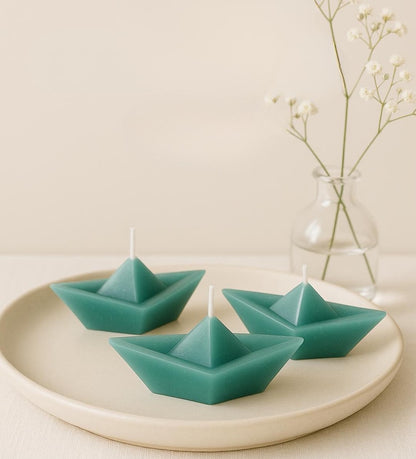 Schiffchen Kerzen Set, 3 Stück, Schwimmkerzen, Maritime Tischdeko, Minimalistische Kerzen