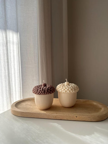 Rapswachskerze Eichelform Herbstdeko 10,5cm 9cm 410g