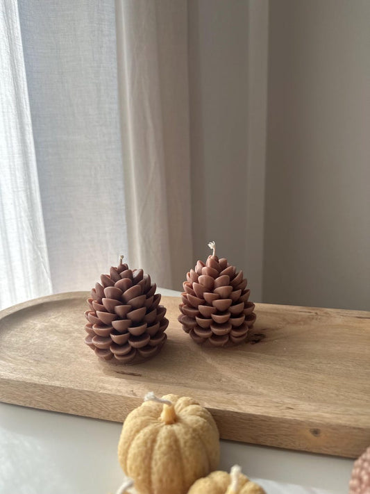 Tannenzapfen Kerze aus Rapswachs, 8cm Höhe, Herbst Winter Deko