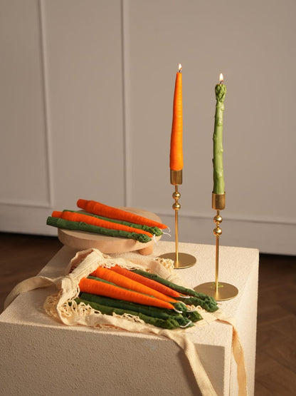 Spitzkerze Karotte oder Spargel 22 cm Sojawachs unparfümiert Frühlingsdekoration