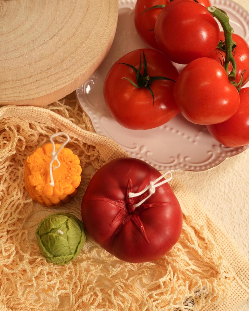 Sojawachs Pflanzenkerzen, Vegan, Handgefertigt, Gemüse-Dekoration, Naturnahes Design, 6-teilig
